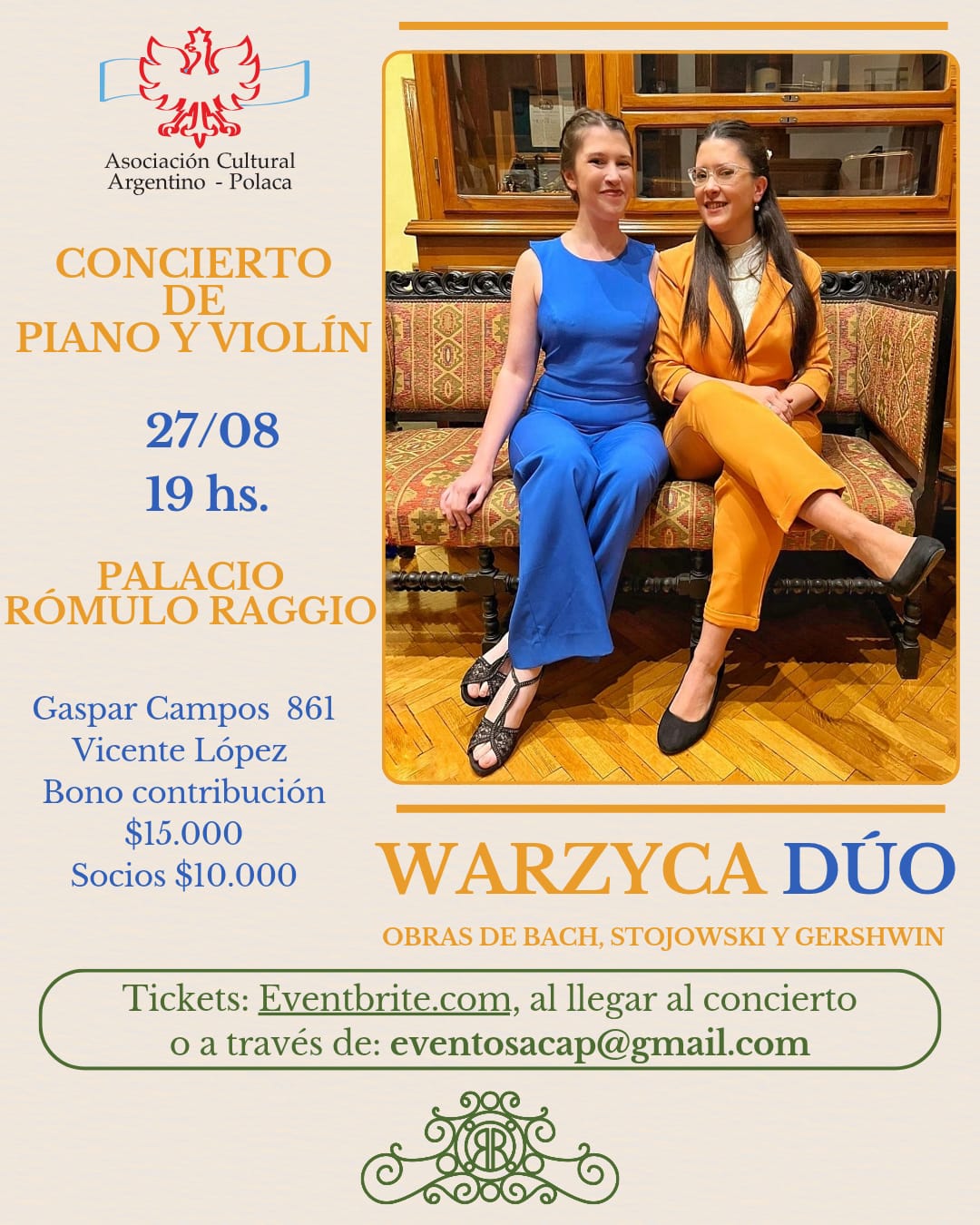 Warzyca Dúo - Concierto de piano y violín en el Palacio Raggio